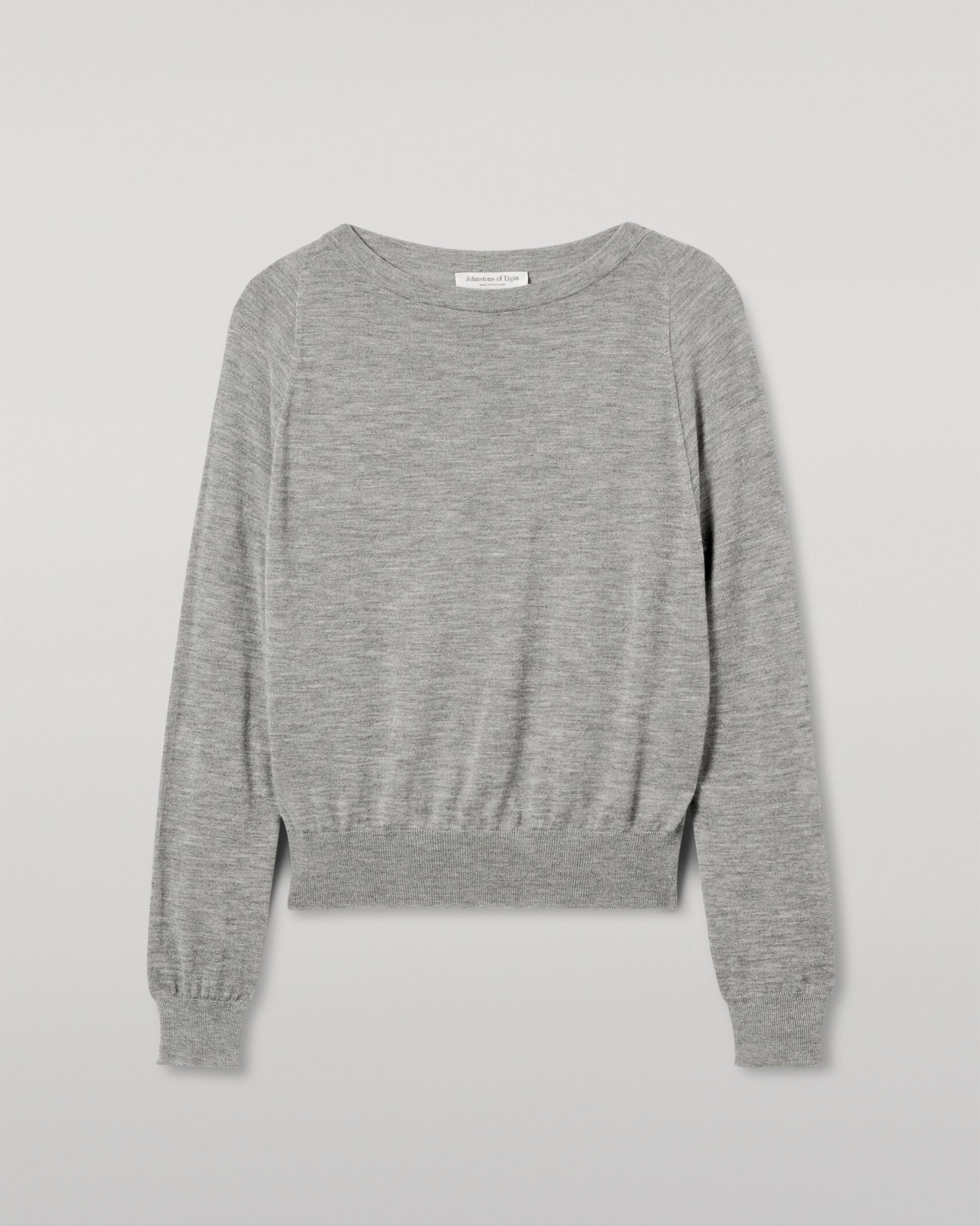 JOHNSTONS OF ELGIN WOMENS FINOLA SWEATER GREY 100% SUPERFINE CASHMERE KAI05789HA4253