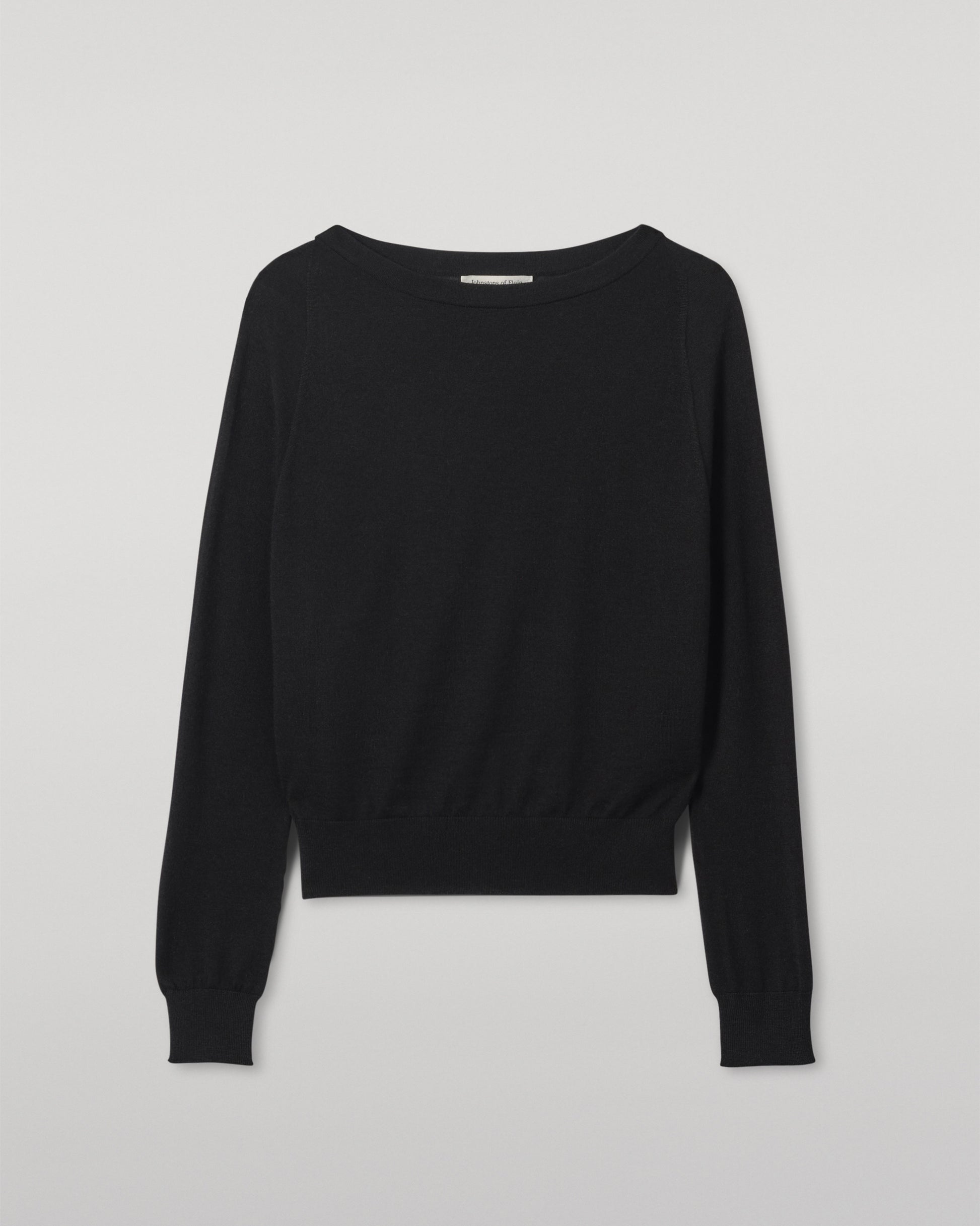 JOHNSTONS OF ELGIN WOMENS FINOLA SWEATER BLACK 100% SUPERFINE CASHMERE  KAI05789SA7146