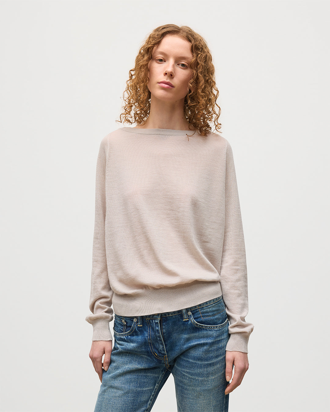 JOHNSTONS FO ELGIN WOMENS FINOLA SWEATER IVORY 100% SUPERFINE CASHMERE KAI05789SA0664