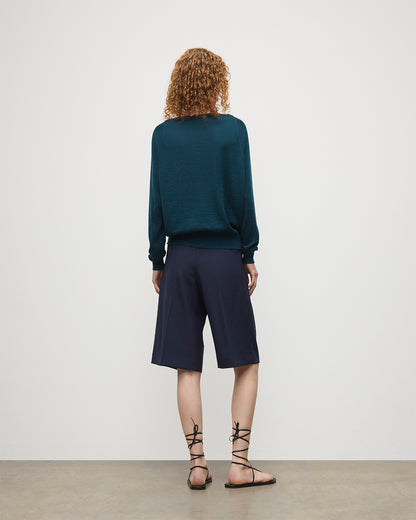 JOHNSTONS OF ELGIN WOMENS FINOLA SWEATER GREEN 100% SUPERFINE CASHMERE KAI05789SC7344