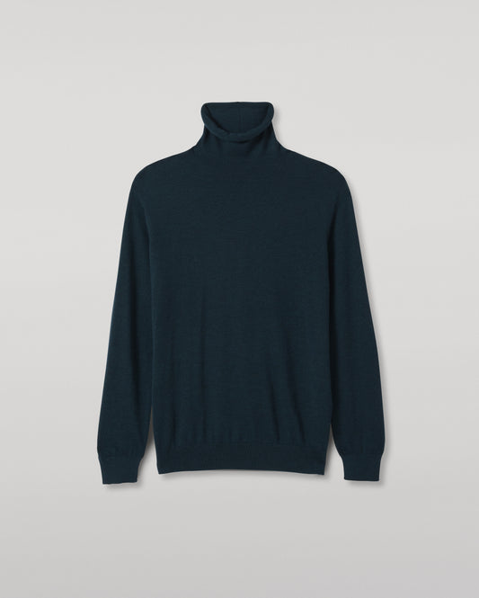 JOHNSTONS OF ELGIN BEATRICE FUNNEL SWEATER SUPERFINE CASHMERE FUNNEL NECK SWEATER WITH LINKS STITCH DETAIL - 3 PLY BOTTLE GREEN 100% CASHMERE KAI05951SC7344