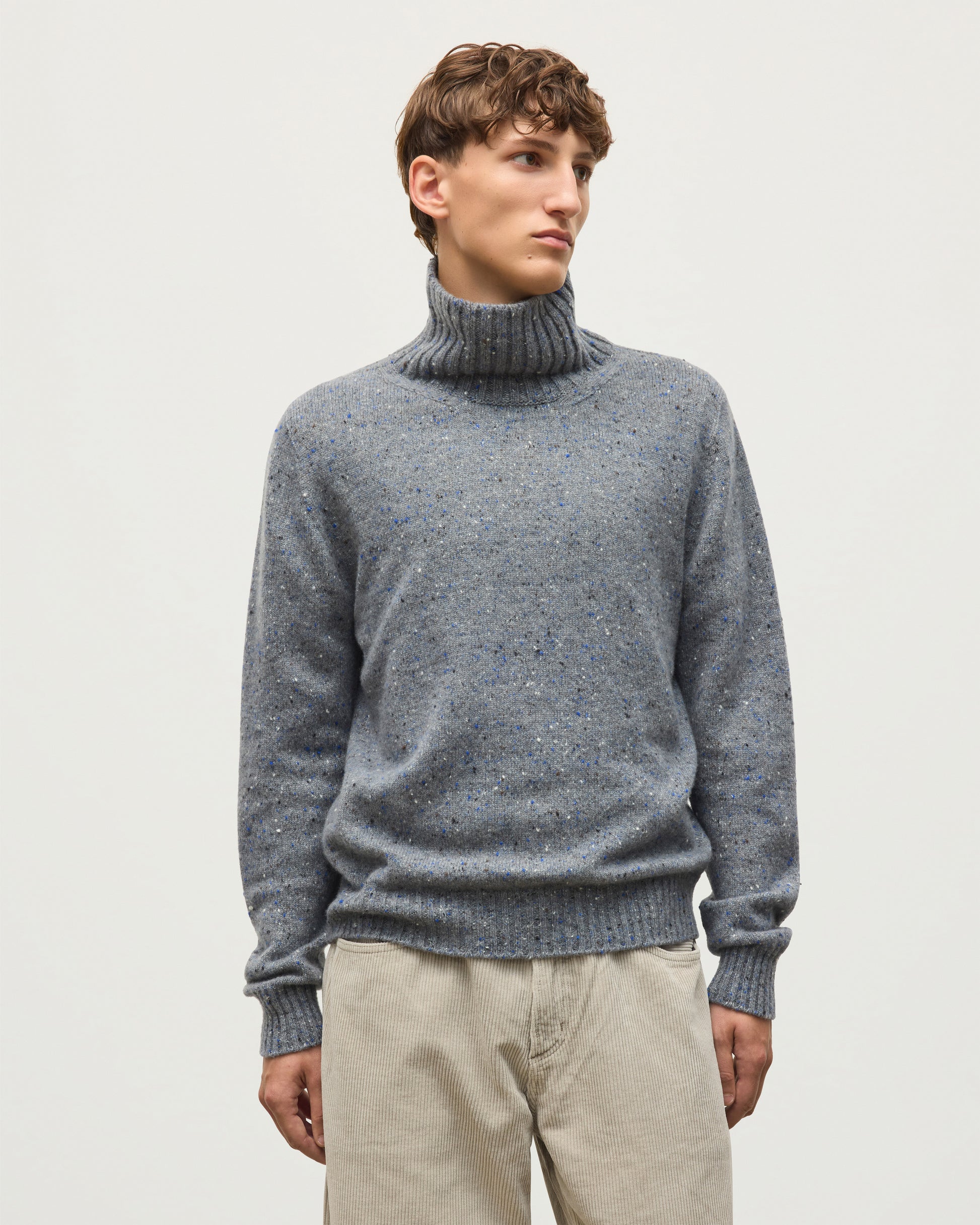 JOHNSTONS OF ELGIN MACKINTOSH ROLL NECK SWEATER DONEGAL CASHMERE ROLL NECK SWEATER GREY 100% CASHMERE KAI05957HA4270