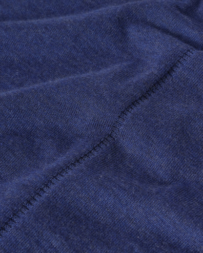 JOHNSTONS OF ELGIN BEATRICE VEE SWEATER SUPERFINE CASHMERE VEE NECK SWEATER WITH LINKS STITCH DETAIL - 3 PLY BLUE 100% CASHMERE KAI05972HD4509
