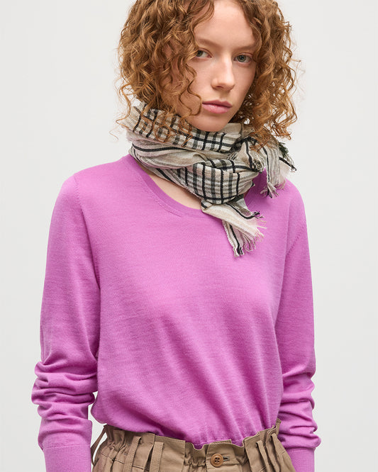 JOHNSTONS OF ELGIN CRAWTON GRAPHIC STRIPE SCARF NATURAL 59 % WOOL 24% SILK 17% LINEN WB002861RU7714ONE