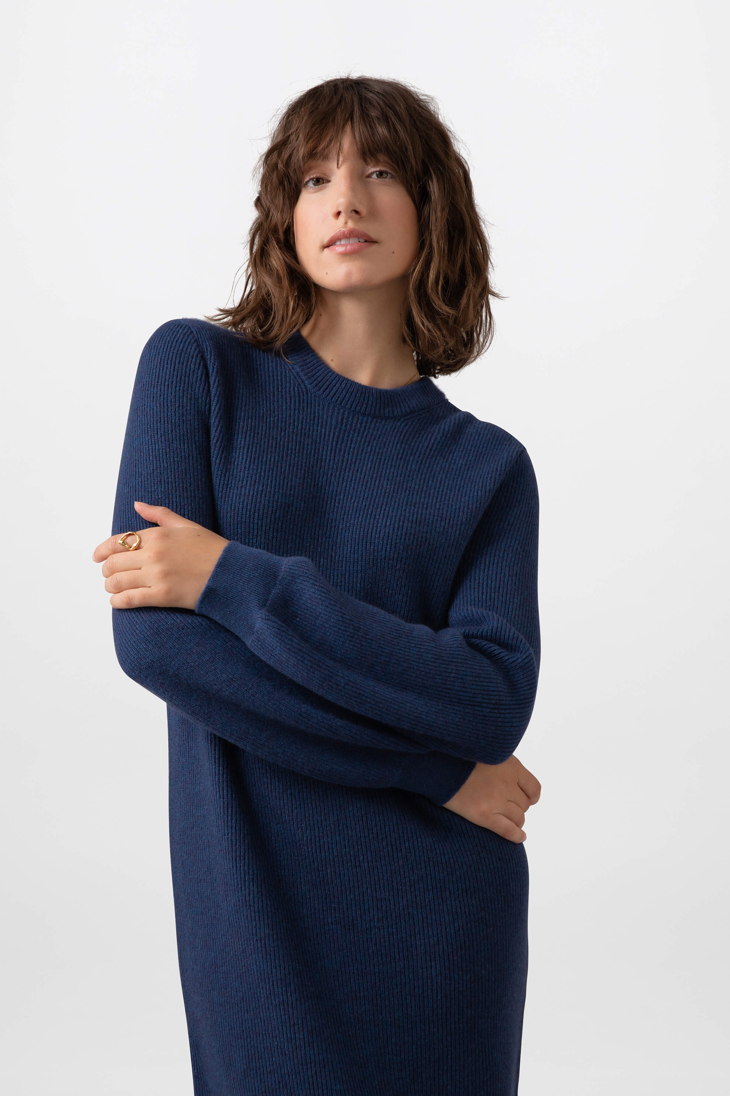 Blue top cashmere dress