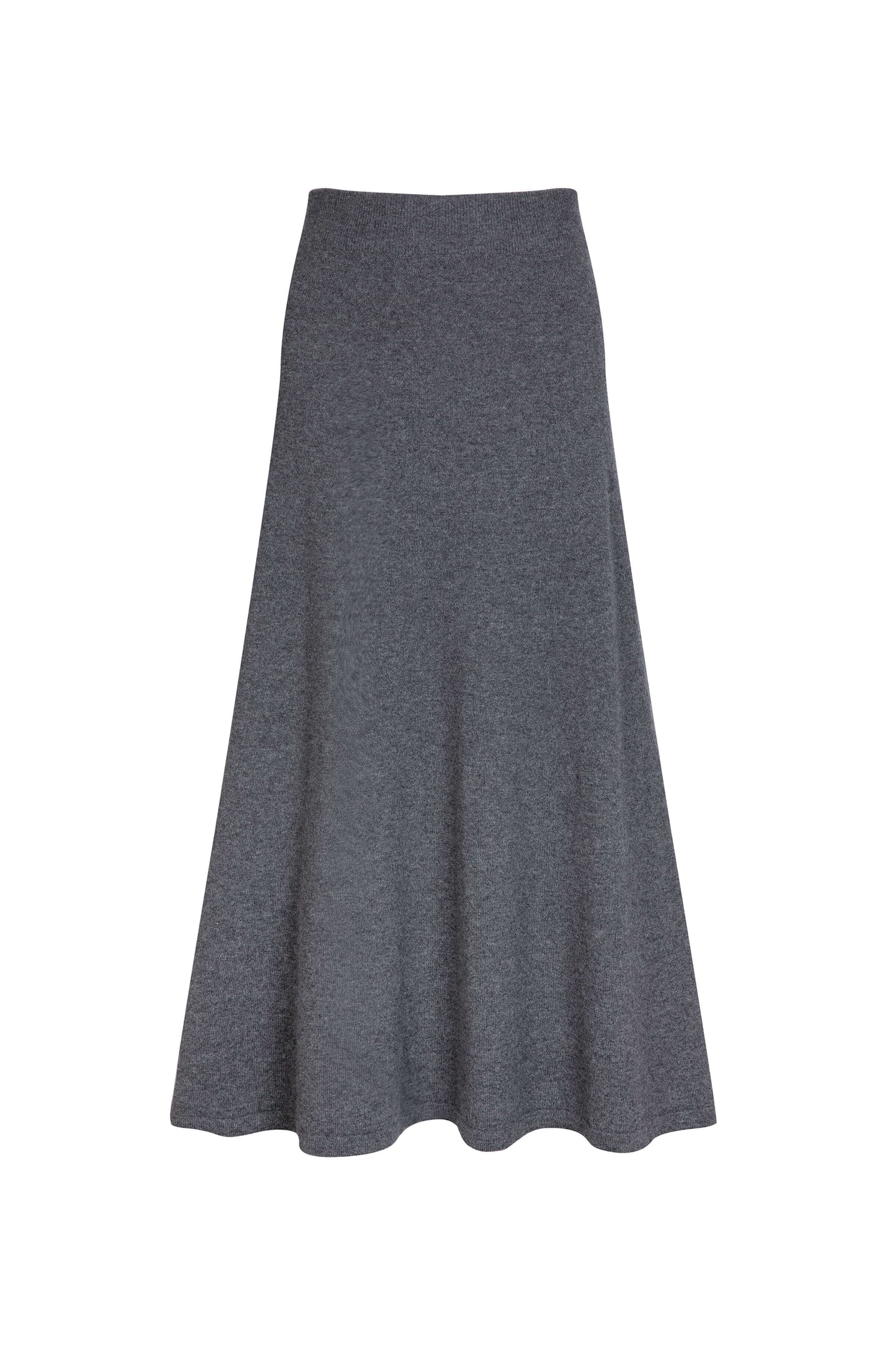 Johnstons of Elgin Women's A-Line Cashmere Skirt in Mid Grey  KAP05097HA4181
