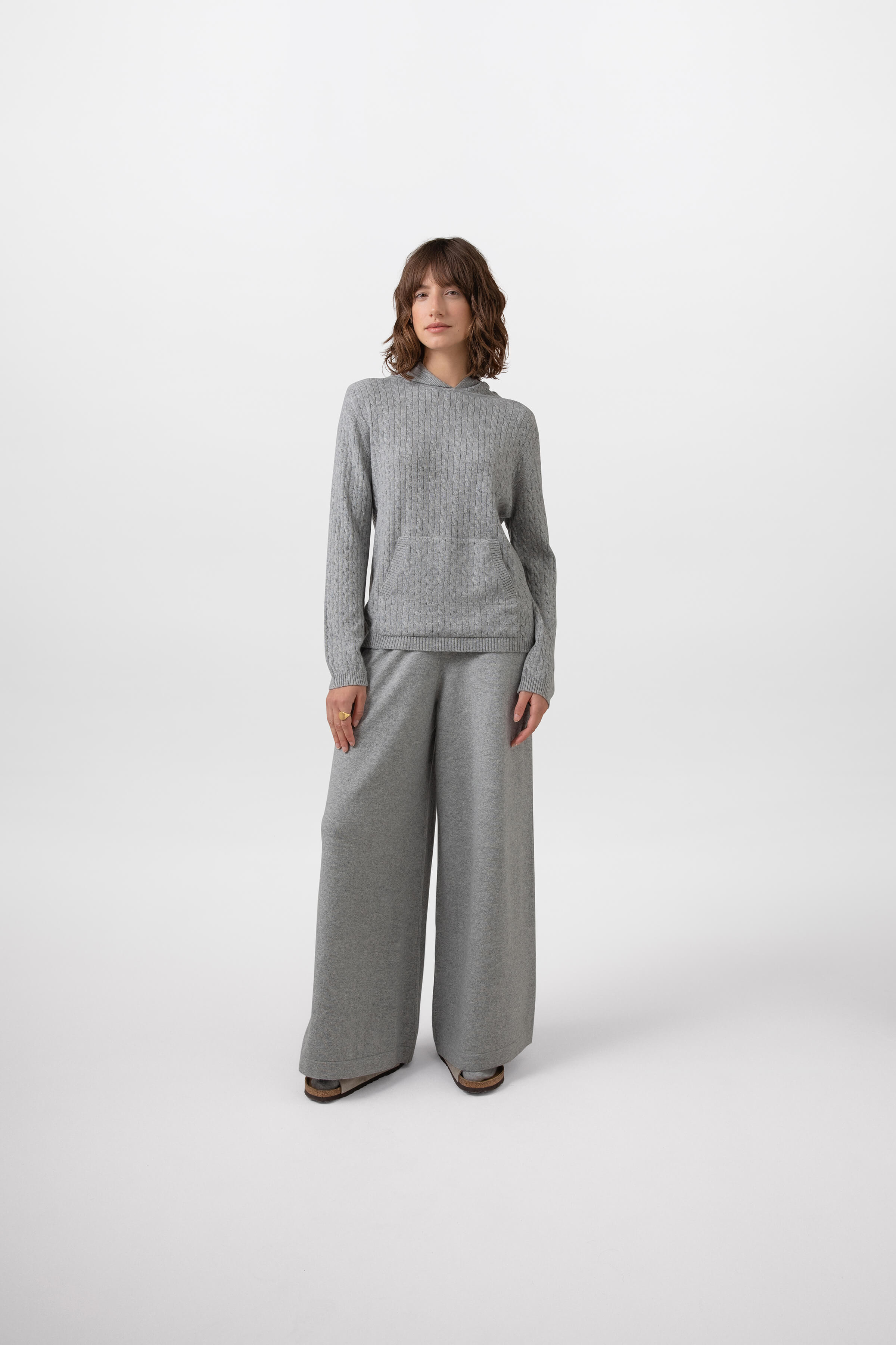 Recycled Drawstring Detailed Wide Leg Suit Pants Grey | NA-KD