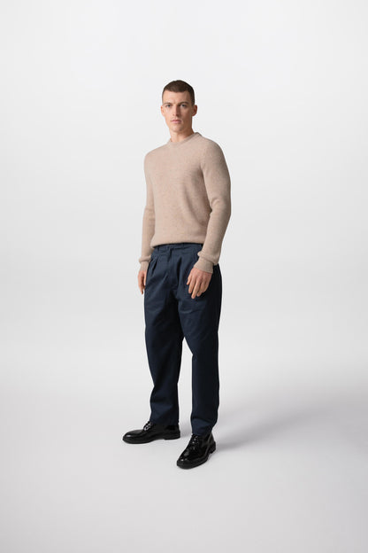 Johnstons of Elgin Men's Knitwear Oatmeal Ribbed Cashmere Jumper KAP05144HB0210