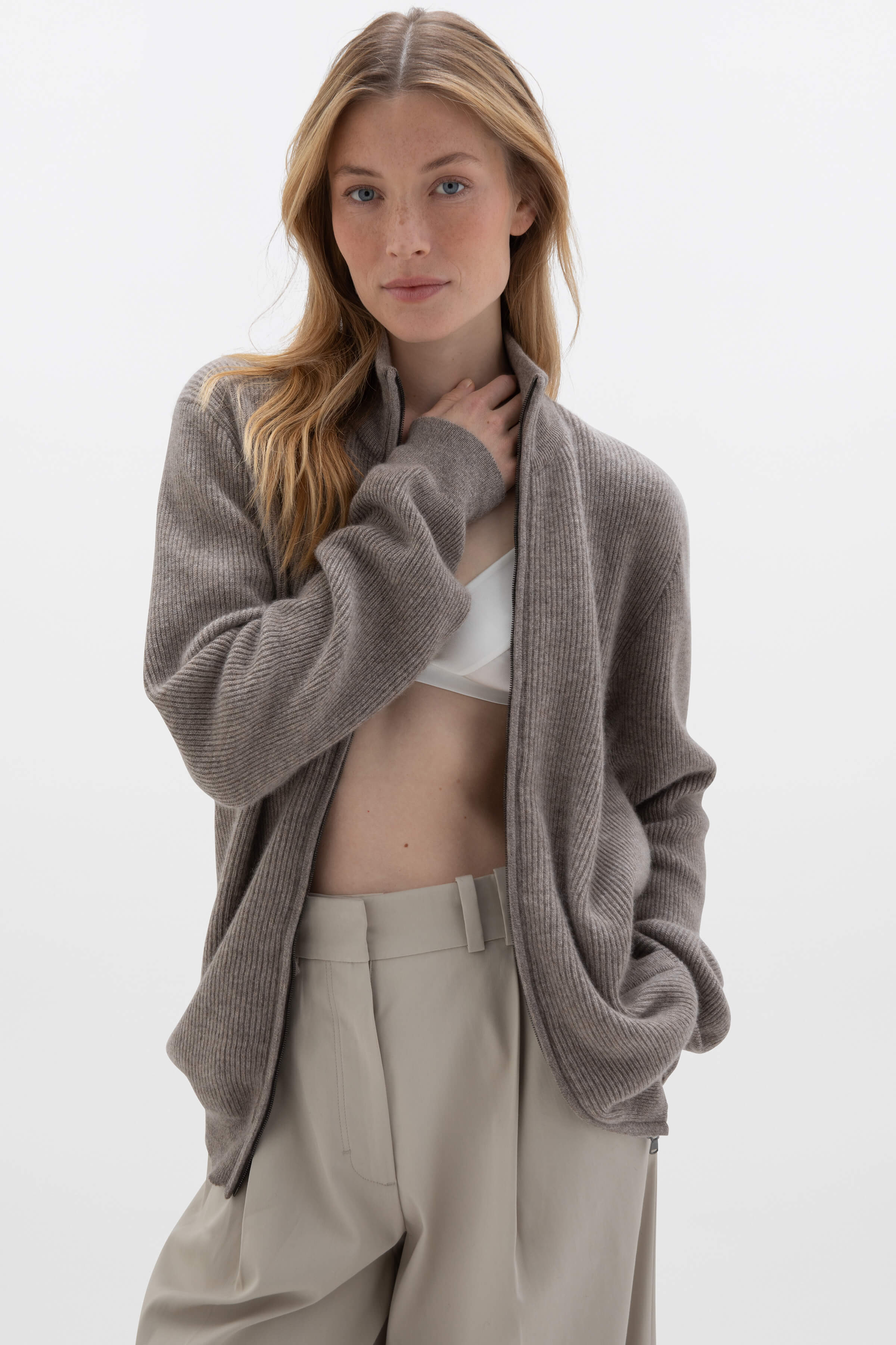 Ribbed clearance cashmere cardigan