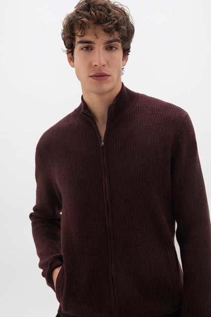 Johnstons of Elgin SS24 Unisex Knitwear Malt Brown Unisex Ribbed Cashmere Cardigan KAP05157HB7084