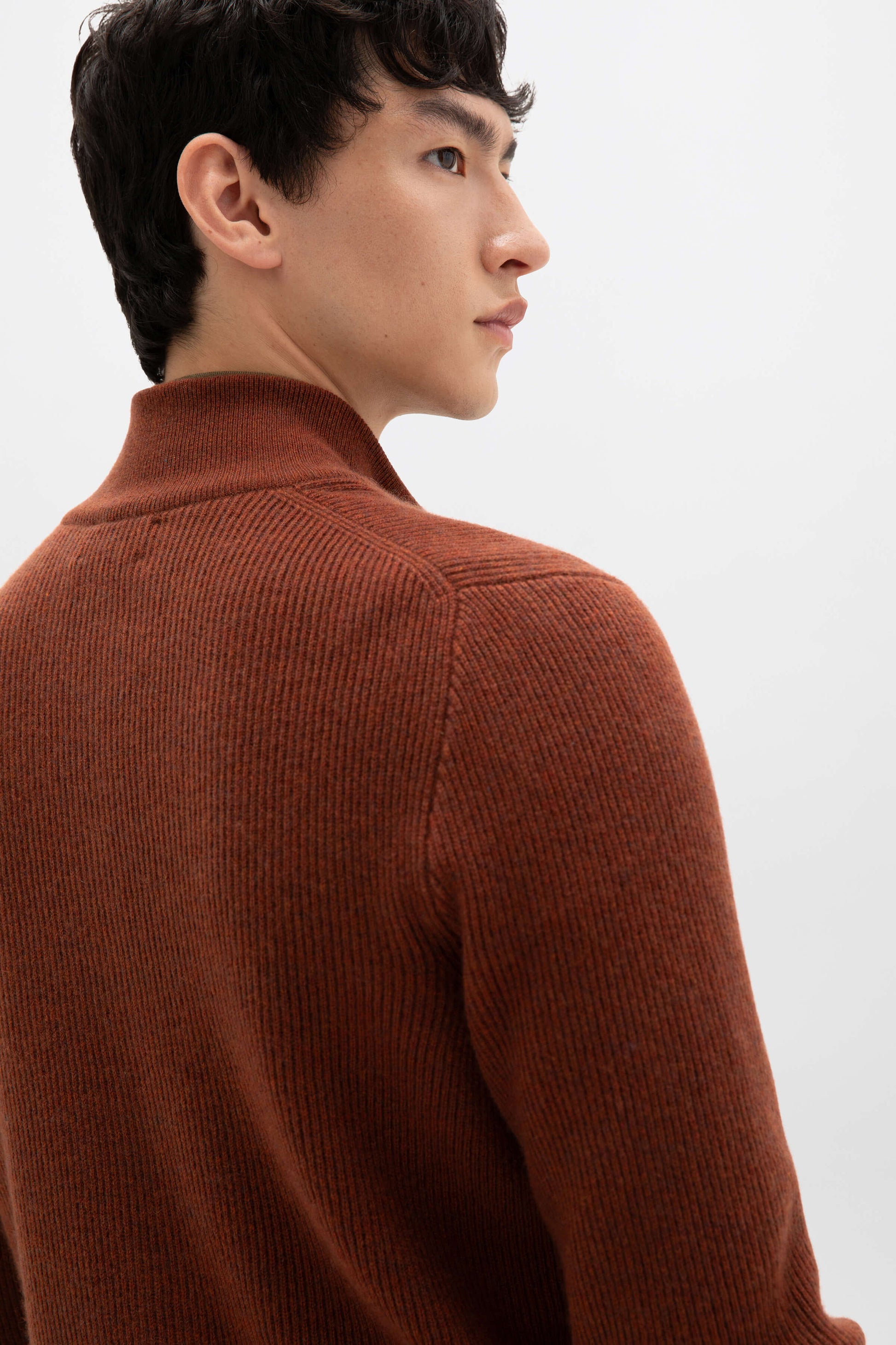 Johnstons of Elgin AW24 Unisex Knitwear Russet Unisex Ribbed Cashmere Cardigan KAP05157HE7051