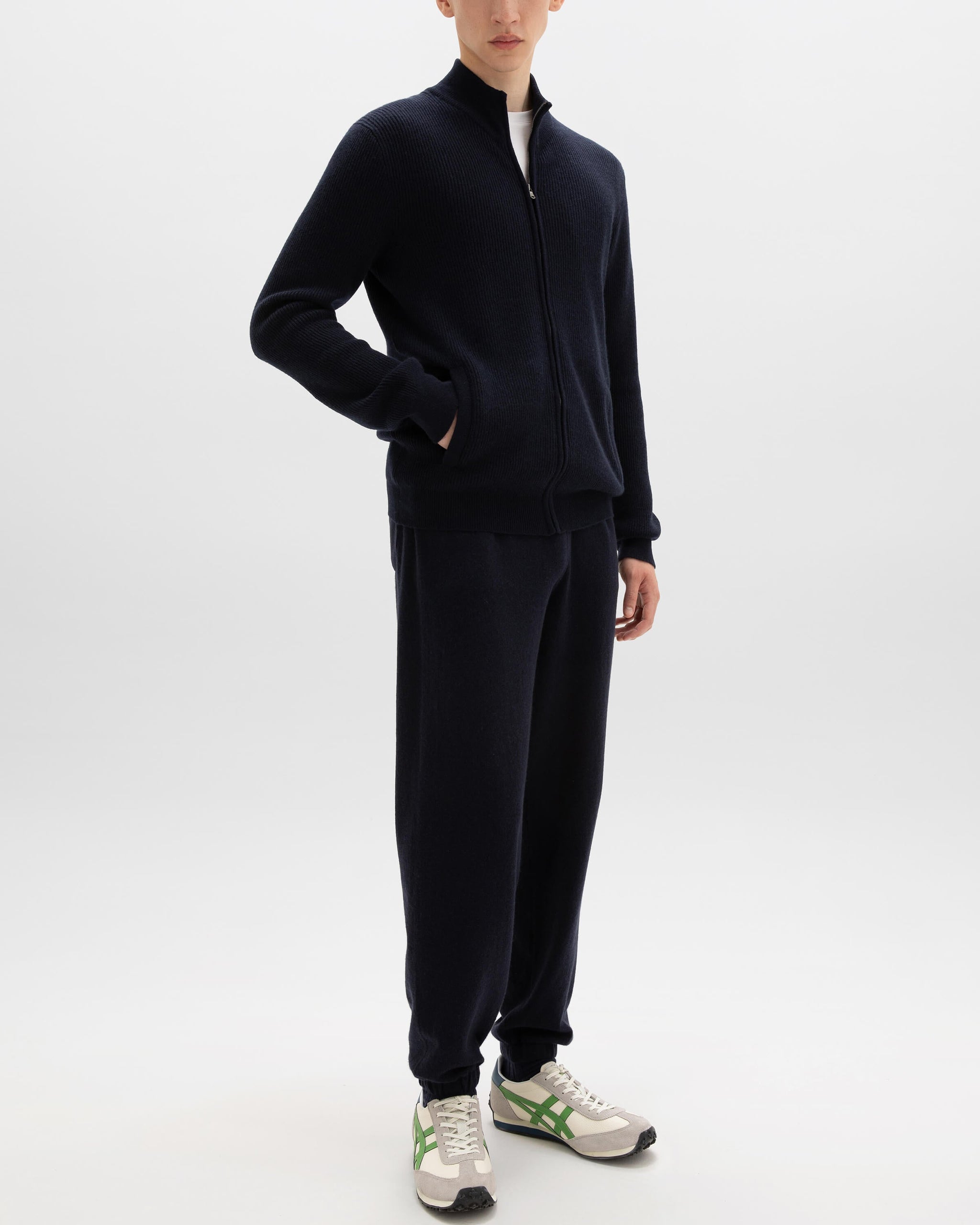 Ribbed Cashmere Dark Cardigan