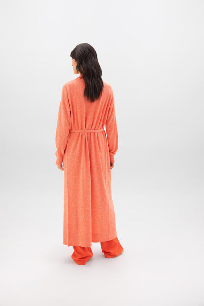 Johnstons of Elgin SS24 Women's Knitwear Coral Marl Belted Long Cashmere Cardigan KAP05205004619