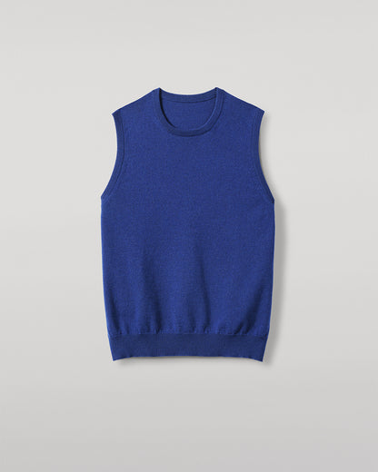 MENS LENNOX SLEEVELESS CREW BLUE 100% CASHMERE, BY JOHNSTONS OF ELGIN KAP05243SD5326