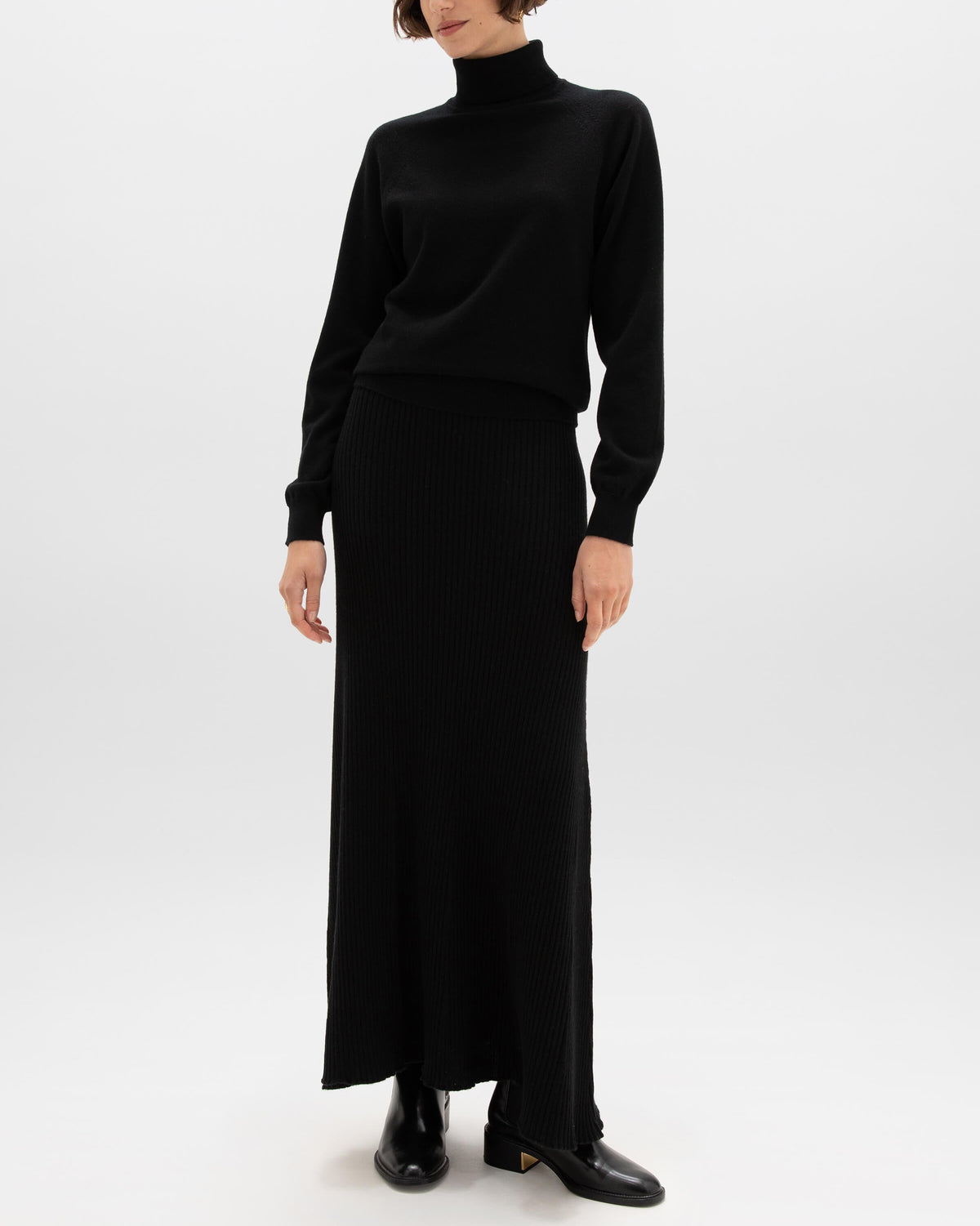 Black Cashmere Roll Neck Jumper