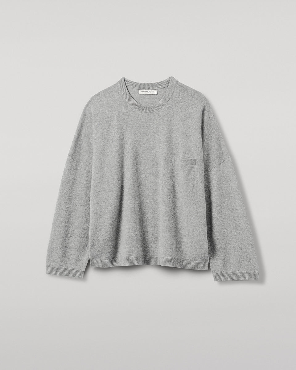 Johnstons of Elgin AW25 Women's Knitwear Light Grey Slouch Cashmere Sweater KAP05315HA0308