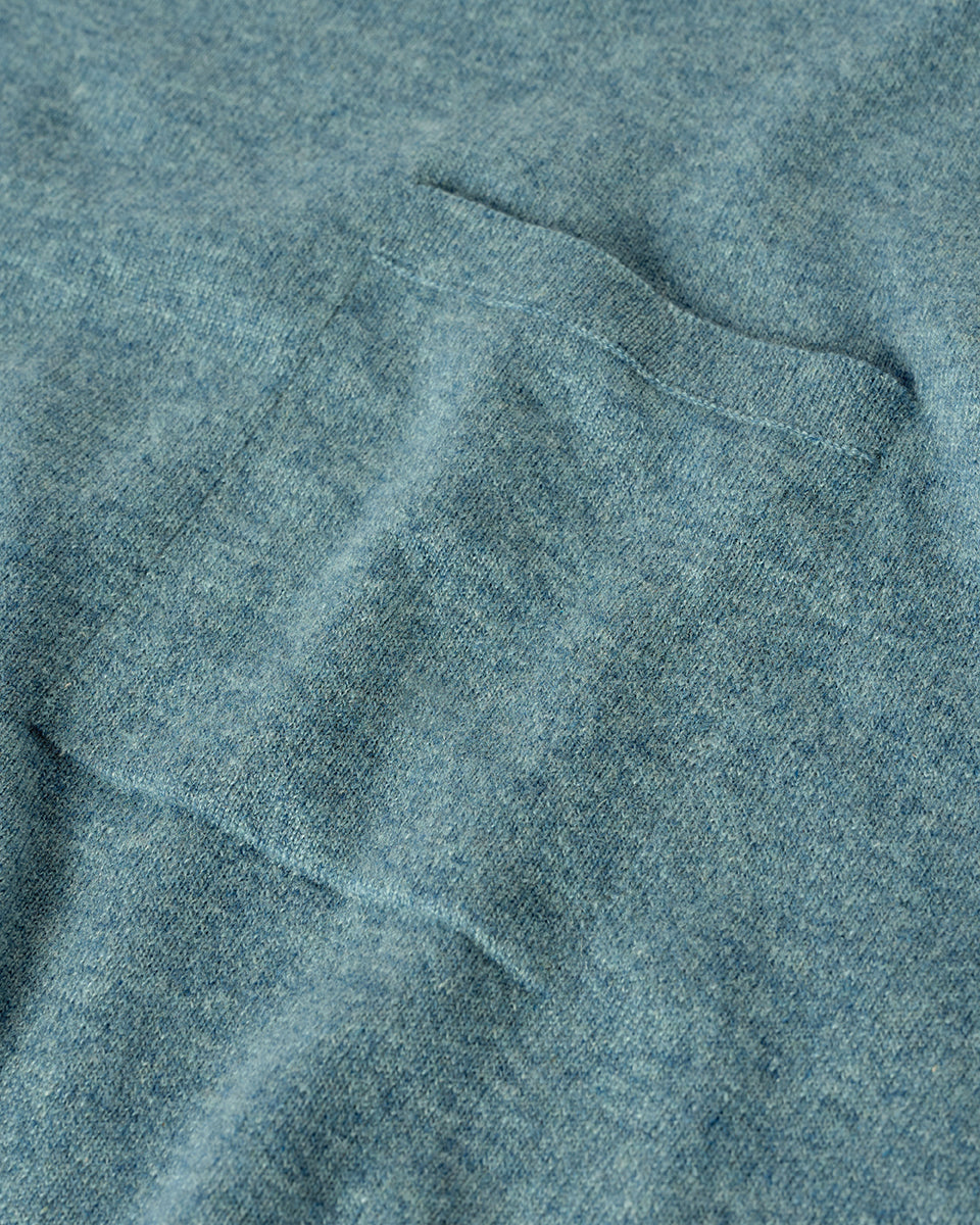 Johnstons of Elgin AW25 Women's Knitwear Seascape Gauzy Pocket Green Cashmere Jumper Close Up KAP05315HC0038