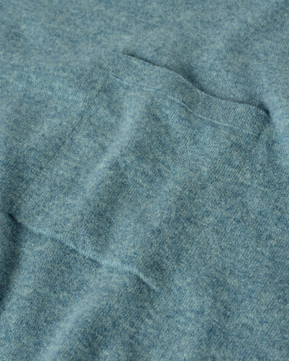 Johnstons of Elgin AW25 Women's Knitwear Seascape Gauzy Pocket Green Cashmere Jumper Close Up KAP05315HC0038