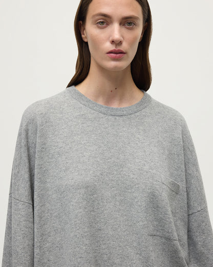 Johnstons of Elgin AW25 Women's Knitwear Light Grey Slouch Cashmere Sweater KAP05315HA0308