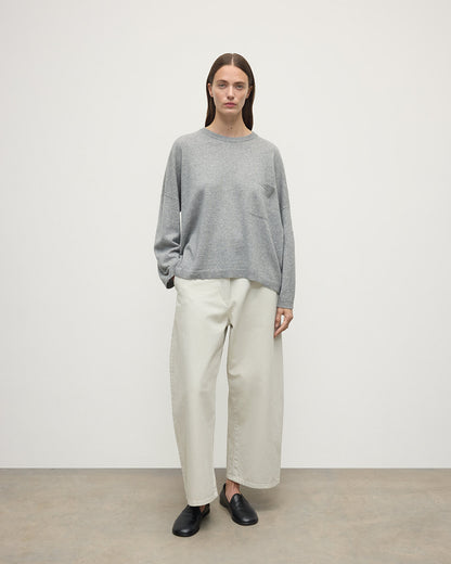 Johnstons of Elgin AW25 Women's Knitwear Light Grey Slouch Cashmere Sweater KAP05315HA0308