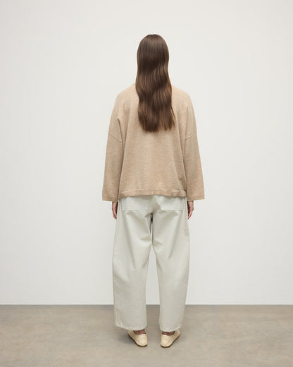 Johnstons of Elgin AW25 Women's Knitwear Oatmeal Slouch Cashmere Sweater KAP05315HB0210