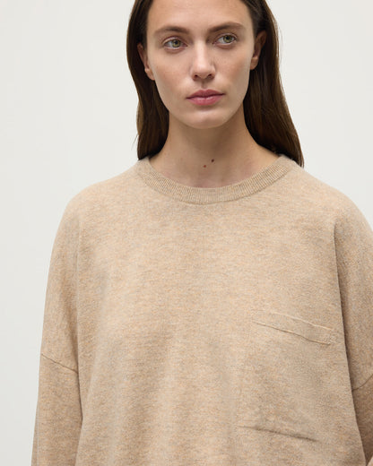 Johnstons of Elgin AW25 Women's Knitwear Oatmeal Slouch Cashmere Sweater KAP05315HB0210