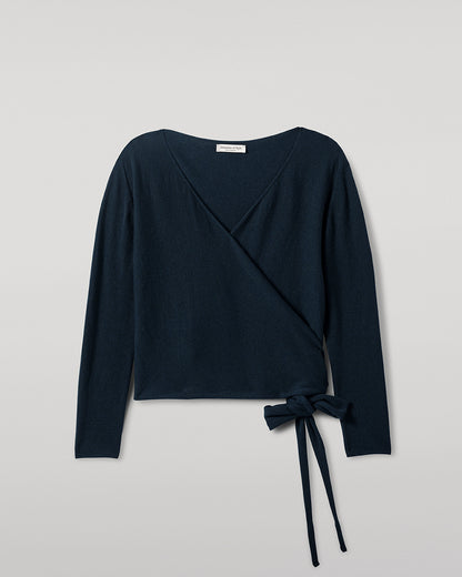 Johnstons of Elgin AW25 Women's Knitwear Bottle Green Ballet Wrap Green Cashmere Cardigan Close Up KAP05408SC7341