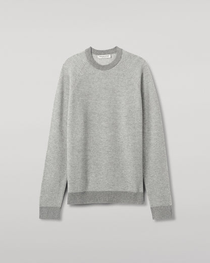 Johnstons of Elgin AW25 Men's Knitwear Light Grey & Zinc White Waffle Stitch Grey Cashmere Jumper KAP05441Q25349