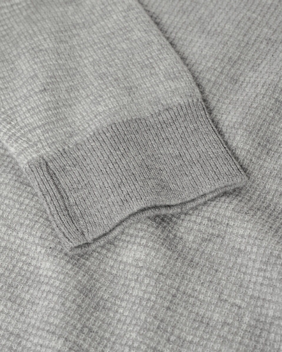 Johnstons of Elgin AW25 Men's Knitwear Light Grey & Zinc White Waffle Stitch Grey Cashmere Jumper KAP05441Q25349