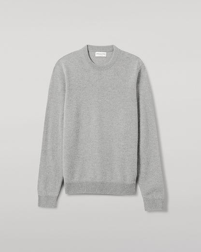 Johnstons of Elgin AW25 Men's Knitwear Light Grey Classic Cashmere Grey Round Neck KAP05471HA0308