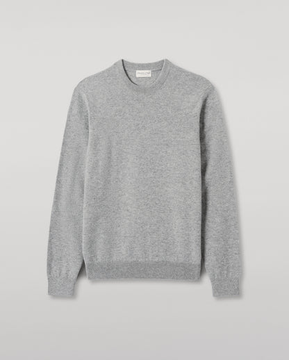 JOHNSTONS OF ELGIN MENS RORY CREW CLASSIC JUMPER GREY 100% CASHMERE KAP05471HA0400