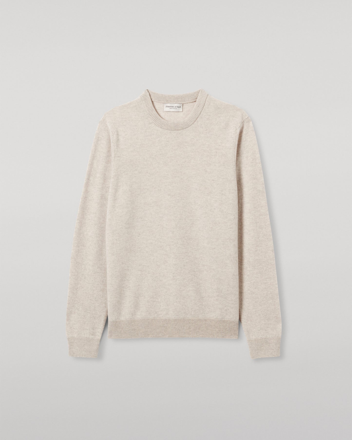 MENS RORY CREW CLASSIC JUMPER NATURAL 100% CASHMERE, BY JOHNSTONS OF ELGIN KAP05471HA0402