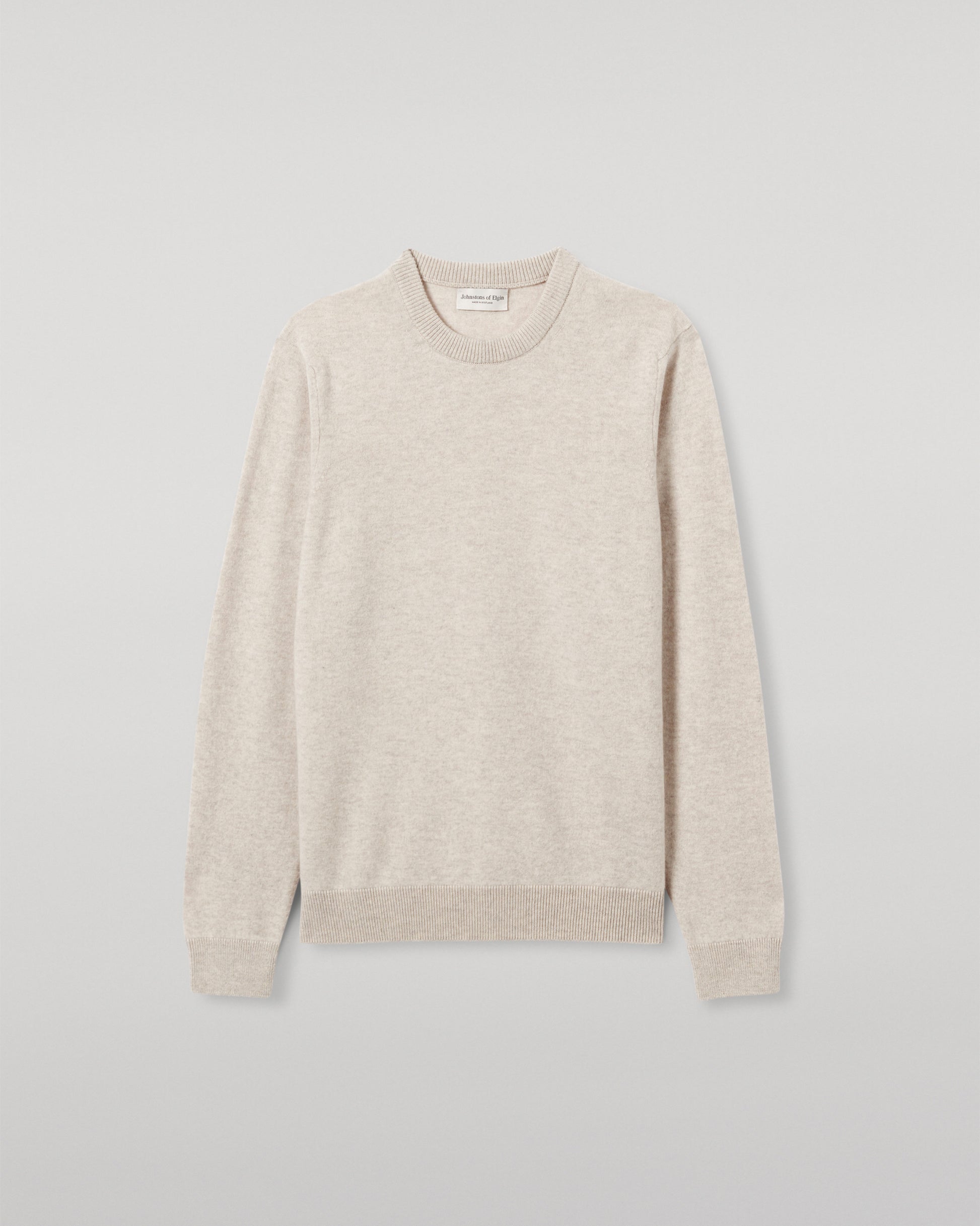 MENS RORY CREW CLASSIC JUMPER NATURAL 100% CASHMERE, BY JOHNSTONS OF ELGIN KAP05471HA0402