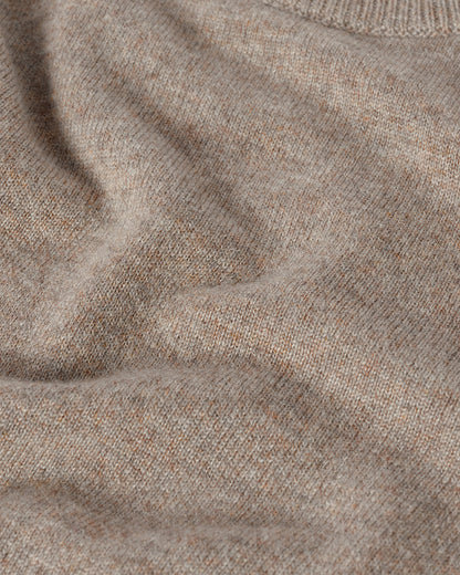 Johnstons of Elgin AW25 Men's Knitwear Ash Classic Cashmere Brown Round Neck Jumper KAP05471HB4334