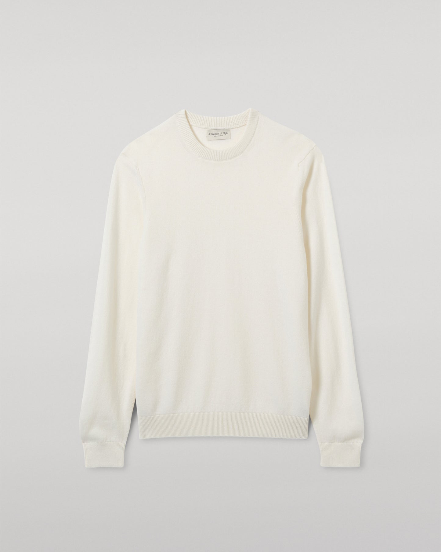 JOHNSTONS OF ELGIN MENS RORY CREW CLASSIC JUMPER WHITE 100% CASHMERE KAP05471SA0606