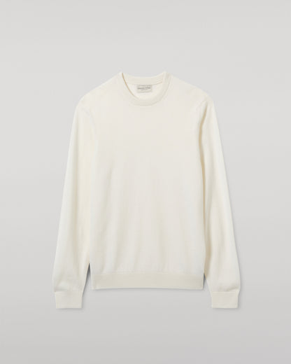 JOHNSTONS OF ELGIN MENS RORY CREW CLASSIC JUMPER WHITE 100% CASHMERE KAP05471SA0606