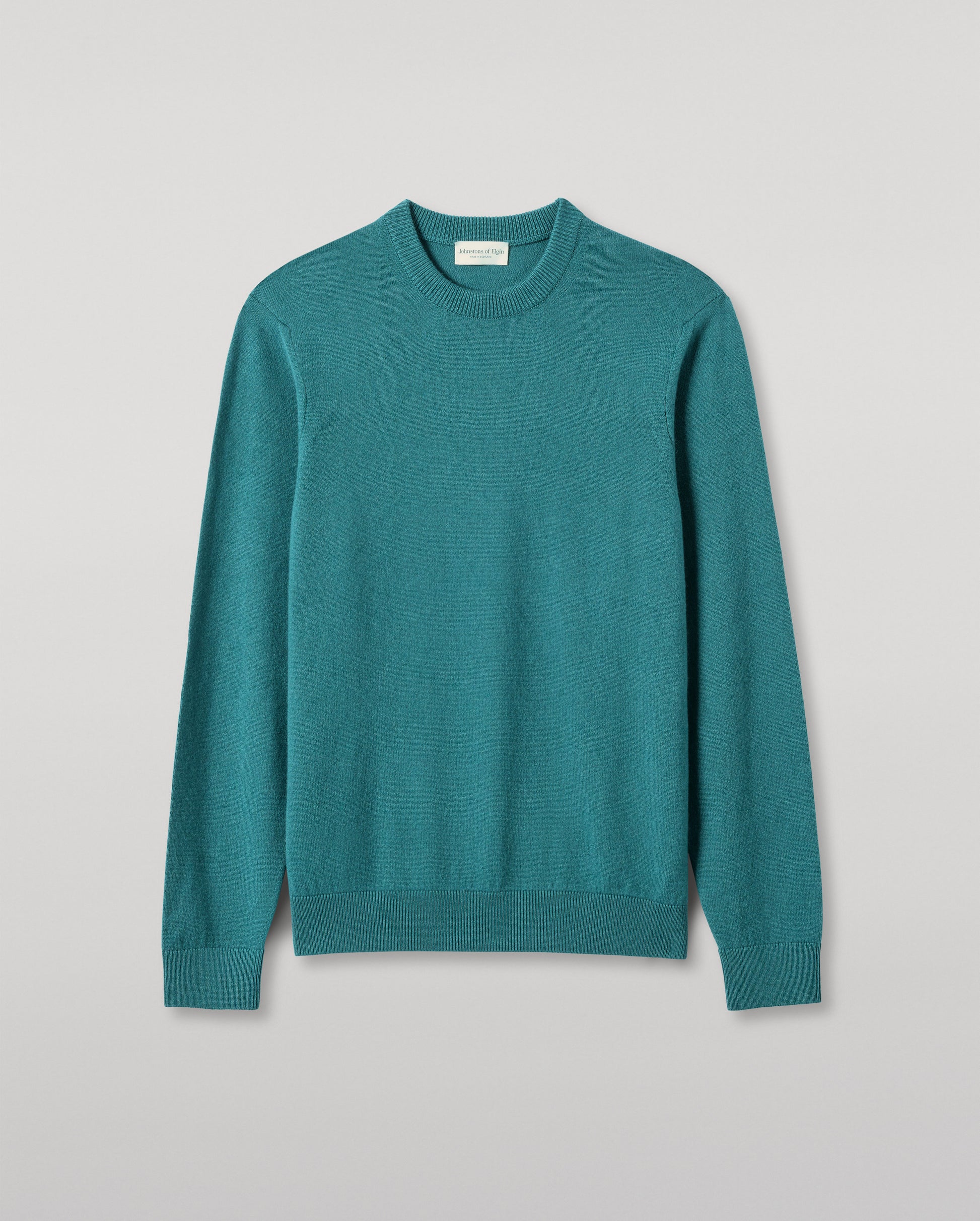 JOHNSTONS OF ELGIN MENS RORY CREW CLASSIC JUMPER GREEN 100% CASHMERE KAP05471SC4720XS