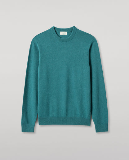 JOHNSTONS OF ELGIN MENS RORY CREW CLASSIC JUMPER GREEN 100% CASHMERE KAP05471SC4720XS