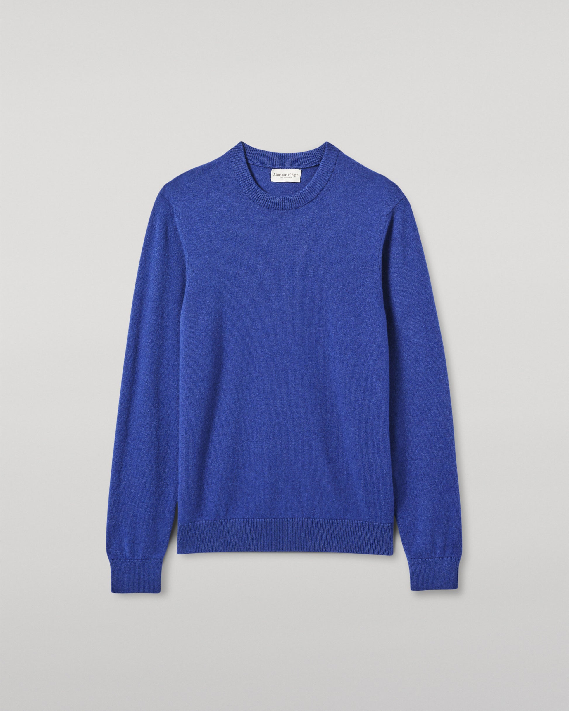 JOHNSTONS OF ELGIN MENS RORY CREW CLASSIC JUMPER BLUE 100% CASHMERE KAP05471SD5326