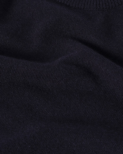 Johnstons of Elgin AW25 Men's Knitwear Dark Navy Classic Cashmere Navy Round Neck Jumper KAP05471SD7666