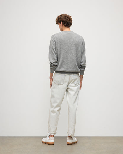 JOHNSTONS OF ELGIN MENS RORY CREW CLASSIC JUMPER GREY 100% CASHMERE KAP05471HA0400