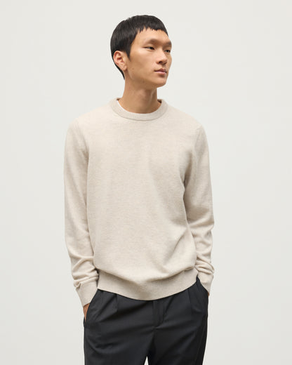 MENS RORY CREW CLASSIC JUMPER NATURAL 100% CASHMERE, BY JOHNSTONS OF ELGIN KAP05471HA0402