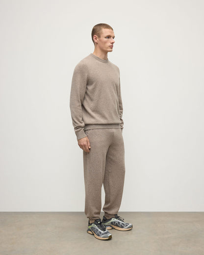 Johnstons of Elgin AW25 Men's Knitwear Ash Classic Cashmere Brown Round Neck Jumper KAP05471HB4334