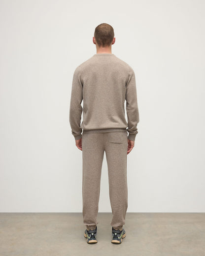 Johnstons of Elgin AW25 Men's Knitwear Ash Classic Cashmere Brown Round Neck Jumper KAP05471HB4334