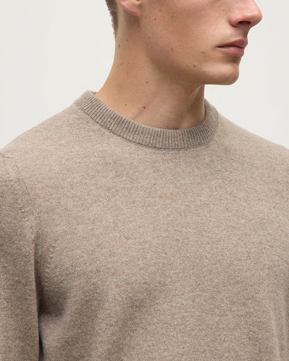 Johnstons of Elgin AW25 Men's Knitwear Ash Classic Cashmere Brown Round Neck Jumper KAP05471HB4334