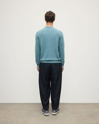 Johnstons of Elgin AW25 Men's Knitwear Seascape Classic Cashmere Green Round Neck Jumper KAP05471HC0038