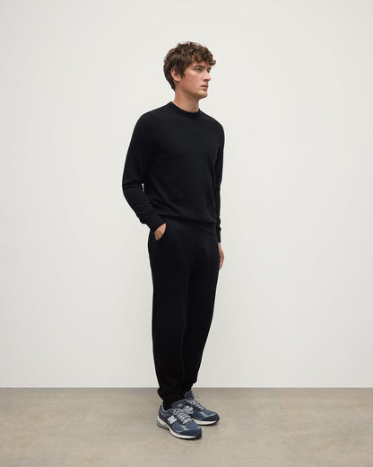 Johnstons of Elgin AW25 Men's Knitwear Black Classic Cashmere Black Round Neck Jumper KAP05471SA7210