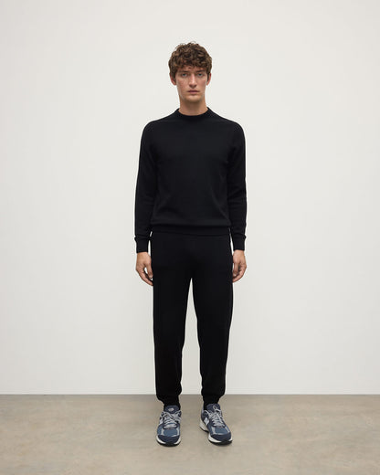 Johnstons of Elgin AW25 Men's Knitwear Black Classic Cashmere Black Round Neck Jumper KAP05471SA7210