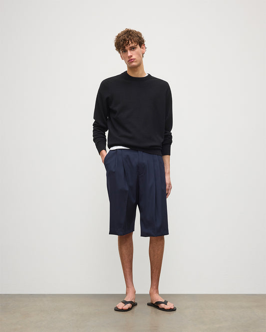 Johnstons of Elgin Men's Knitwear Black Classic Cashmere Black Round Neck Jumper KAP05471SA7210