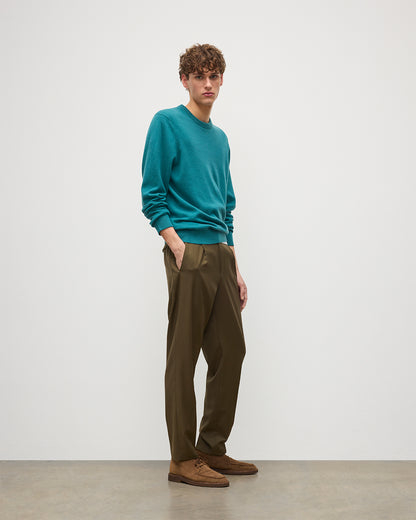 JOHNSTONS OF ELGIN MENS RORY CREW CLASSIC JUMPER GREEN 100% CASHMERE KAP05471SC4720XS